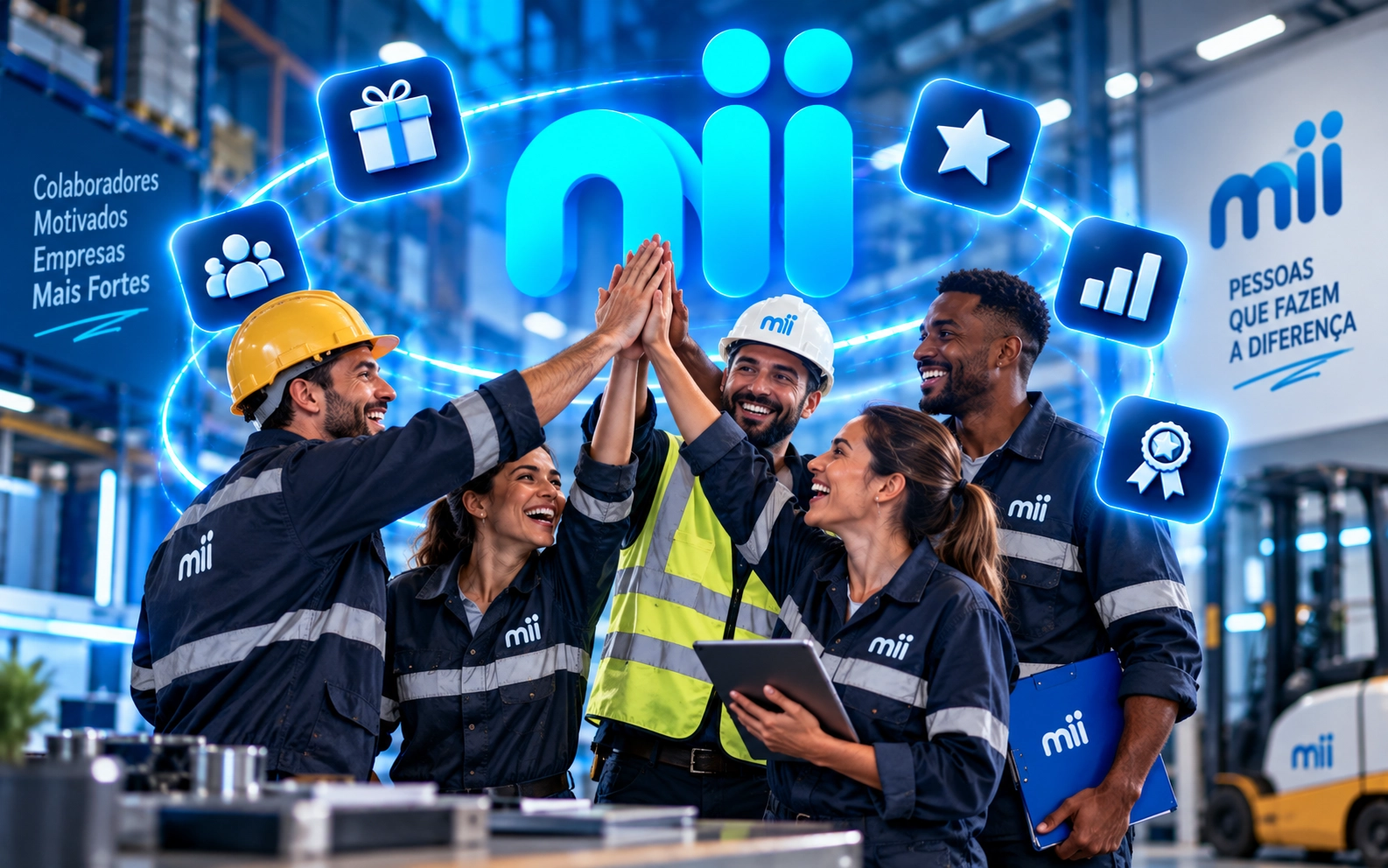 Equipa de colaboradores numa unidade industrial